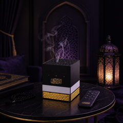 Kaaba shaped Bluetooth Quran speaker with colorful LED ambient lighting